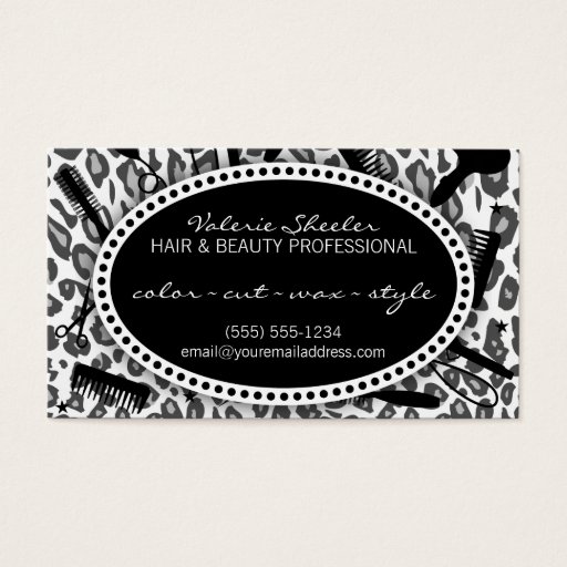 Customizable Snow Leopard Print Hair &amp; Beauty Coupon Discount Business Card