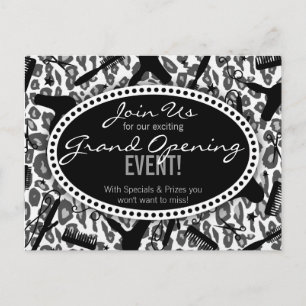 Snow Leopard Print Hair Salon Grand Opening Postcard