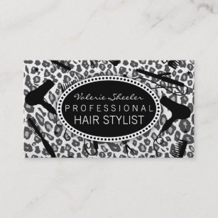 Snow Leopard Print Hair Salon Tools (Custom) Business Card