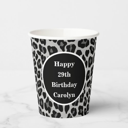 Snow leopard print paper cups