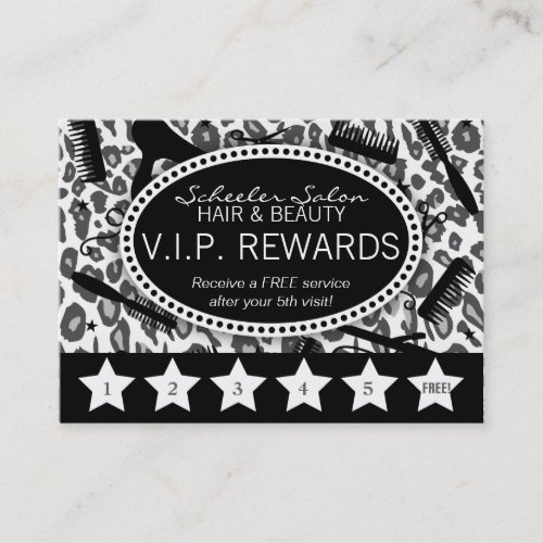 Snow Leopard Print Salon Loyalty Rewards Card Business Card