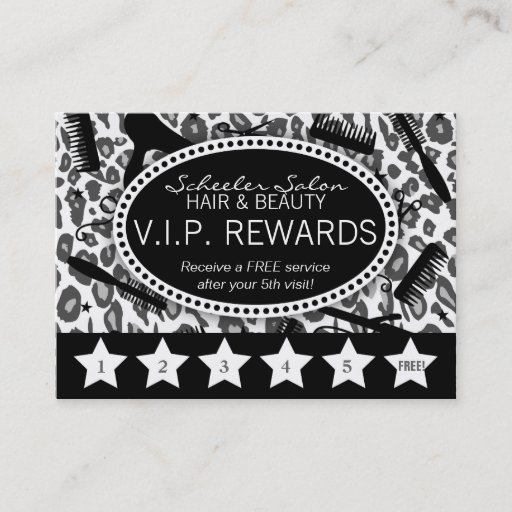 Customizable Snow Leopard Print Salon Loyalty Rewards Card Business Card