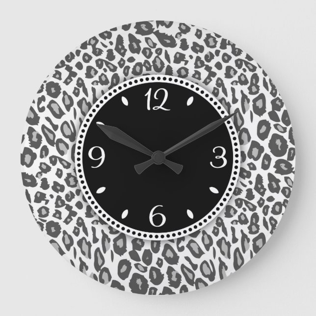 Snow Leopard Print Wall Clock (Front)