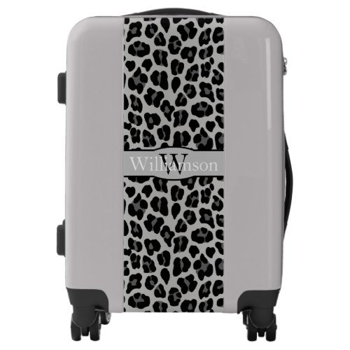 Snow leopard print with nameplate luggage