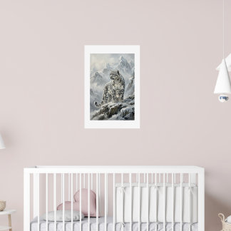 Snow Leopard Protector — Alpine Guardian Art Poster
