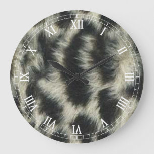 Snow Leopard Round Roman Numerals Clock