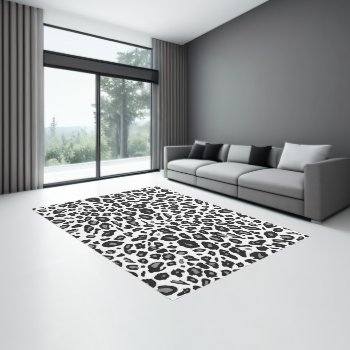 Snow Leopard Rug - Black & White Leopard Print by inspirationzstore at Zazzle