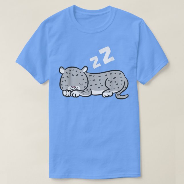 Snow Leopard Sleeping Cute Snow Leopard Pajamas  T-Shirt (Design Front)