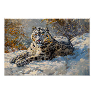 Snow Leopard Sleeping in the Snow Poster