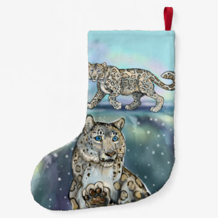 Snow Leopard Small Christmas Stocking