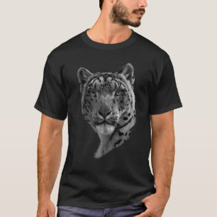 Snow Leopard   Snow Leopards   Black and White   B T-Shirt