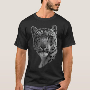 Snow Leopard   Snow Leopards   Black and White   B T-Shirt