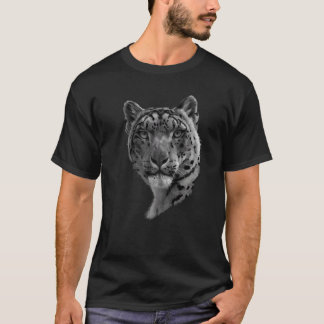 Snow Leopard Snow Leopards Black and White Big T-Shirt
