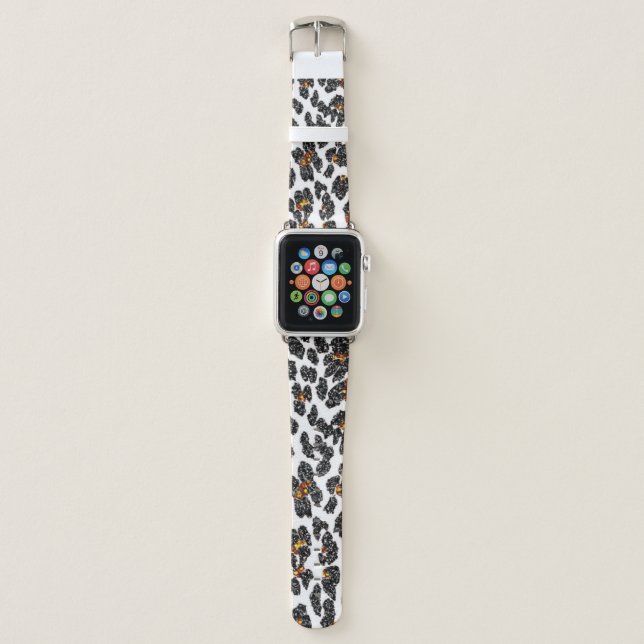 Snow Leopard Sparkle Apple Watch Band (Front)