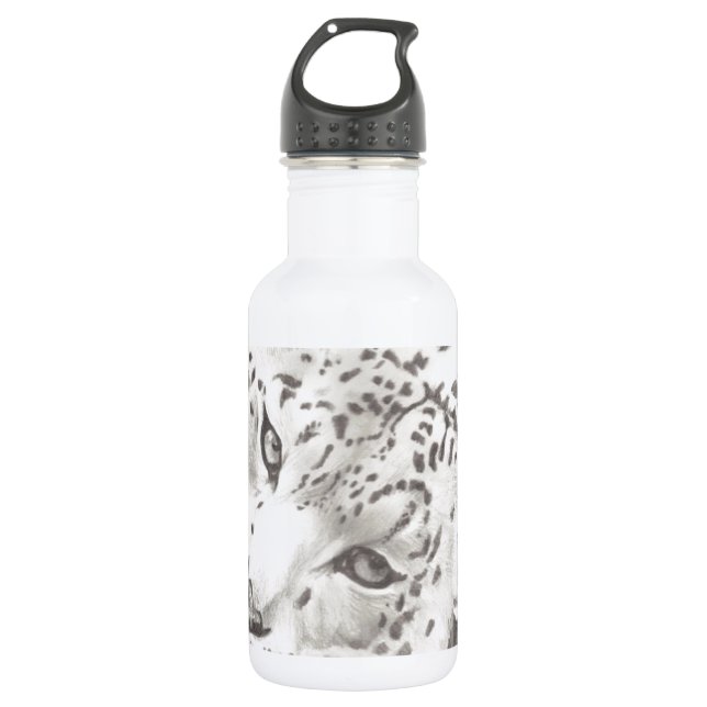 Snow Leopard Stainless Steel Water Bottle (Front)
