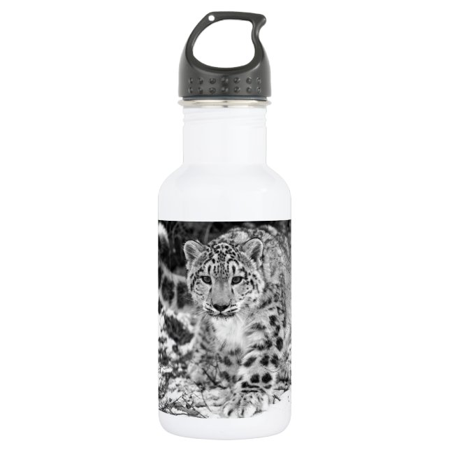 Snow Leopard Stainless Steel Water Bottle (Front)