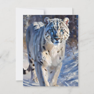 Snow Leopard Study A - Oils Holiday Card