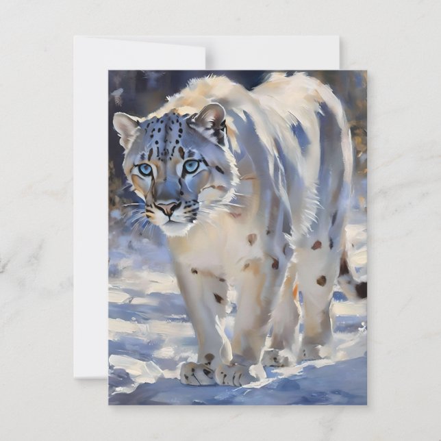 Snow Leopard Study F Holiday Card (Front)