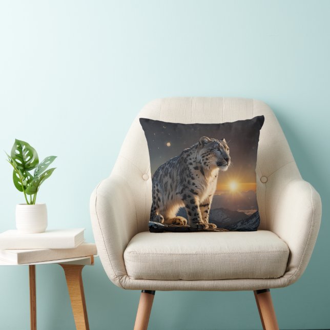 Snow Leopard  Throw Pillow (Chair)