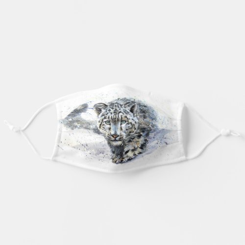 Snow Leopard Watercolor Adult Cloth Face Mask