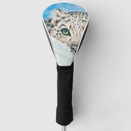 Snow Leopard Watercolor Art Golf Head Cover