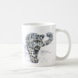 Snow Leopard Watercolor Coffee Mug