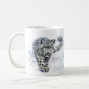 Snow Leopard Watercolor Coffee Mug