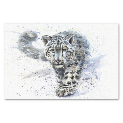 Snow Leopard Watercolor Decoupage Tissue Paper