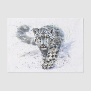 Snow Leopard Watercolor Decoupage Tissue Paper