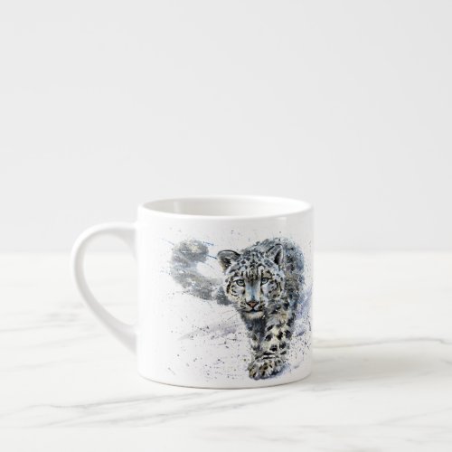 Snow Leopard Watercolor Espresso Cup