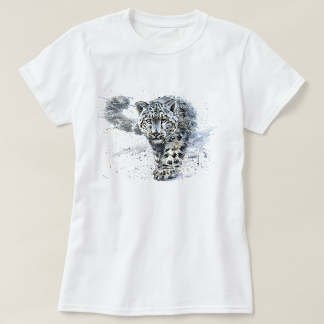 Snow Leopard Watercolor T-Shirt (Design Front)