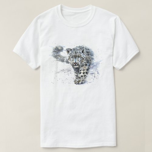 Snow Leopard Watercolor T_Shirt