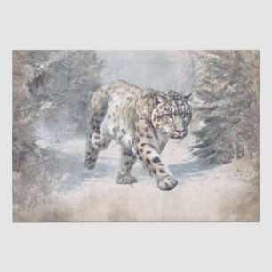 Snow Leopard Wild Cat Watercolor Tissue Paper