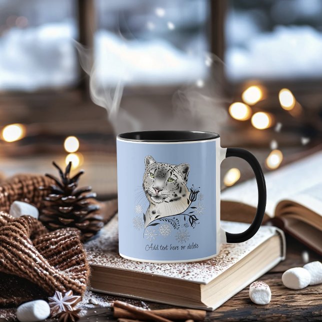 Snow Leopard Winter Elegance Blue Snowflakes Mug (Creator Uploaded)