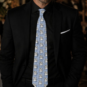Snow Leopard Winter Elegance Blue Snowflakes Neck Tie