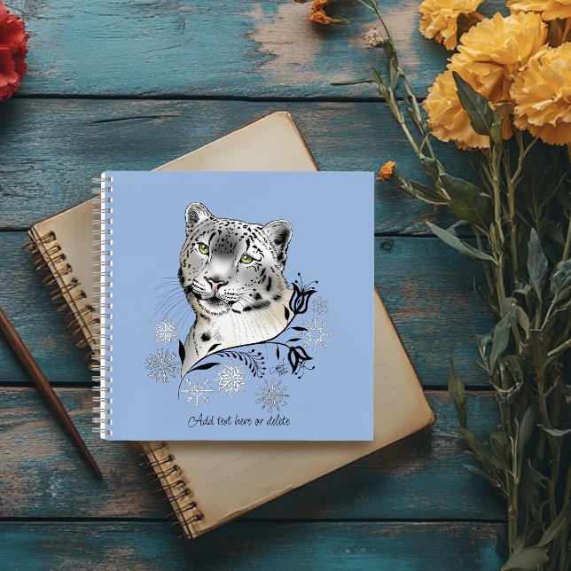 Snow Leopard Winter Elegance Blue Snowflakes Notebook (Creator Uploaded)