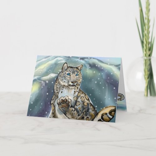 Snow Leopard winter greeting cards