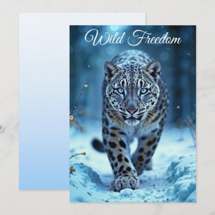 Snow leopard winter majestic blue-eyed predator invitation