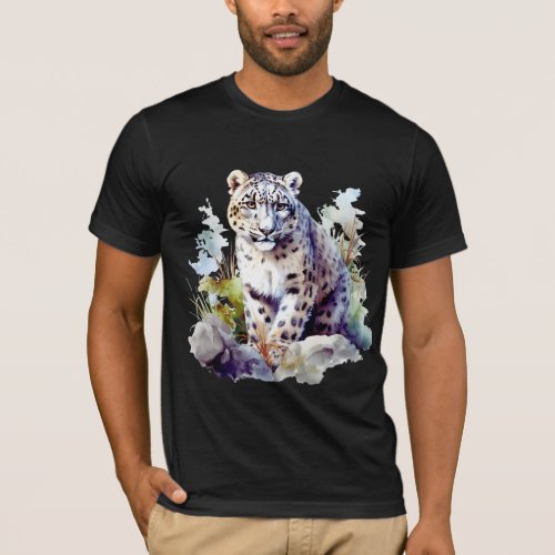 Snow Leopard Winter Mountain Big Cat Wildlife T_Shirt