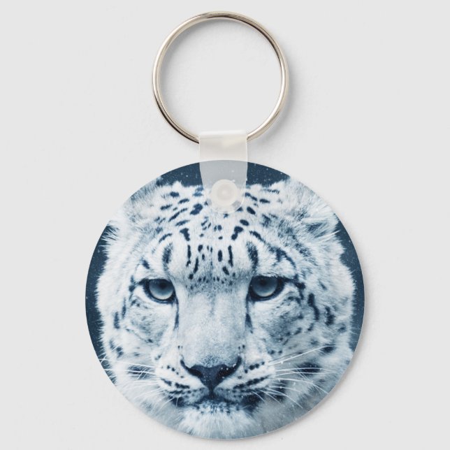 Snow Leopard Winter Snow Wildcat Nature Keychain (Front)