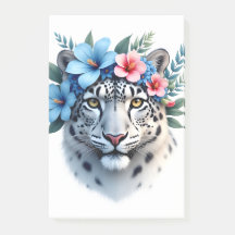 Snow Leopard with Blue & Pink Floral Crown Noteboo