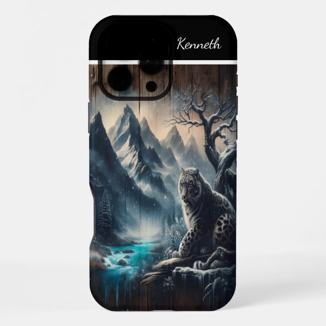 Snow Leopard's Mountain View Iphone Case (Back)
