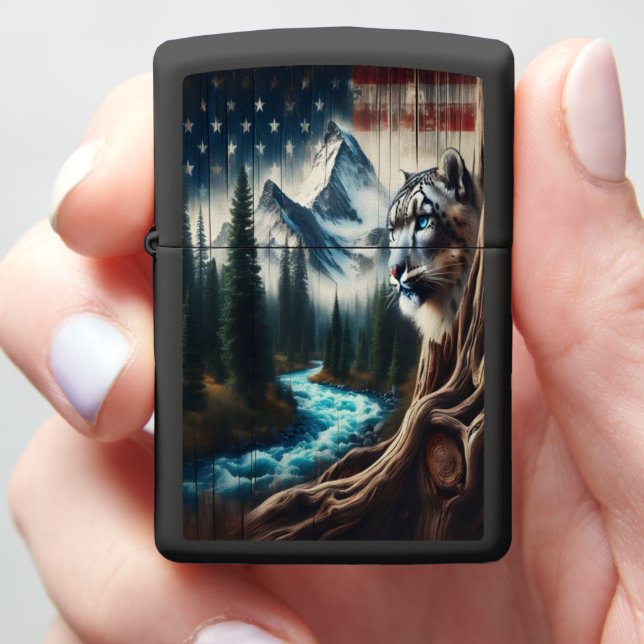 Snow Leopard's Mountain View Zippo Lighter (In Hand)
