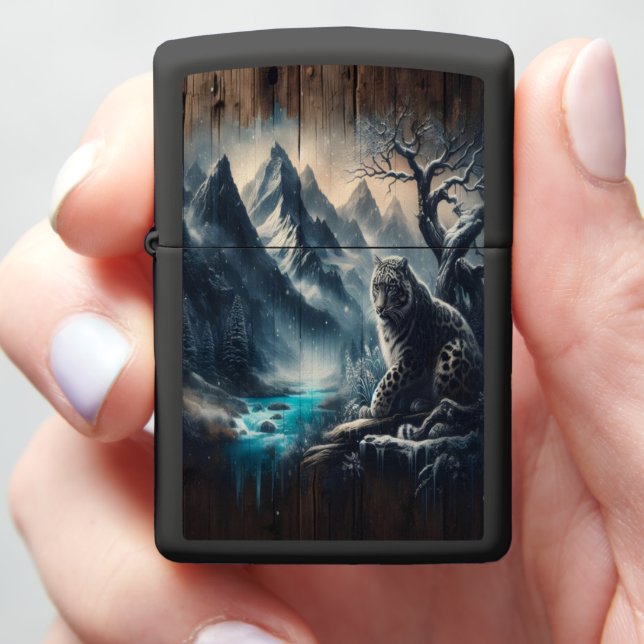 Snow Leopard's Mountain View Zippo Lighter (In Hand)