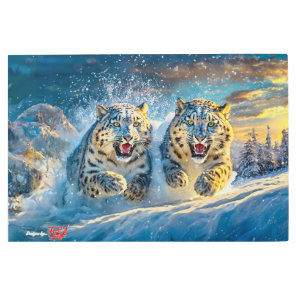 Snow Leopards Racing Design By Rich AMeN Gill Metal Print