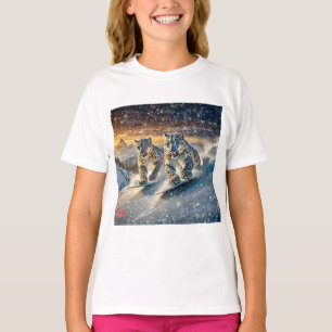 Snow Leopards Shredding Design by Rich AMeN Gill T-Shirt