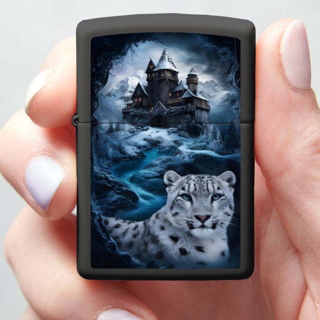 Snow Leopard's Winter Castle Zippo Lighter (In Hand)