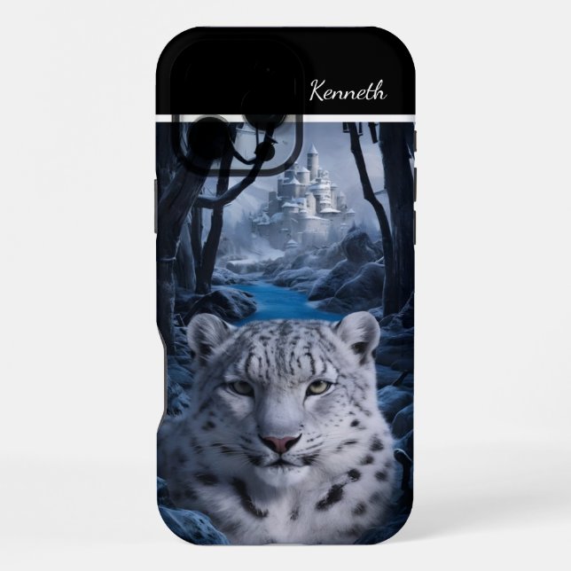 Snow Leopard's Winter Watch Iphone Case (Back)
