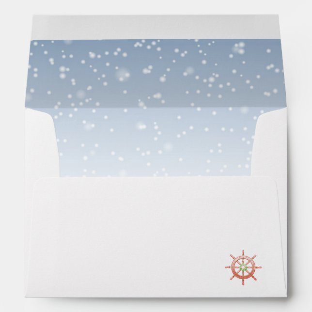 Snow lined nautical Christmas envelope (Back (Bottom))