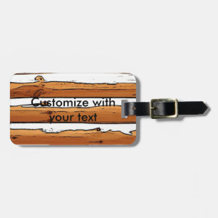 Snow log cabin rustic customizable luggage tag